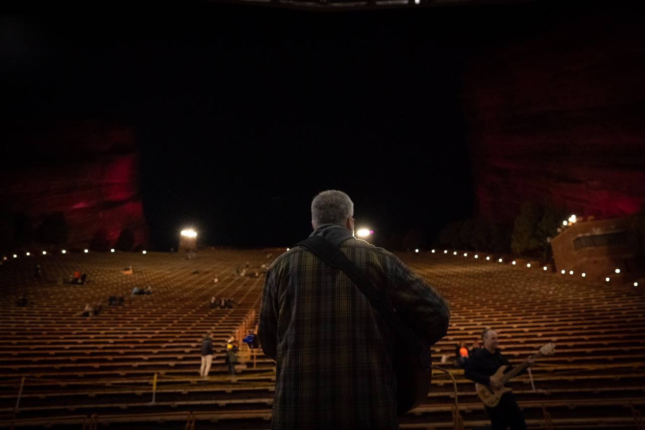 Photo: Noah Martin Photography Looking out from the Red Rocks stage at night